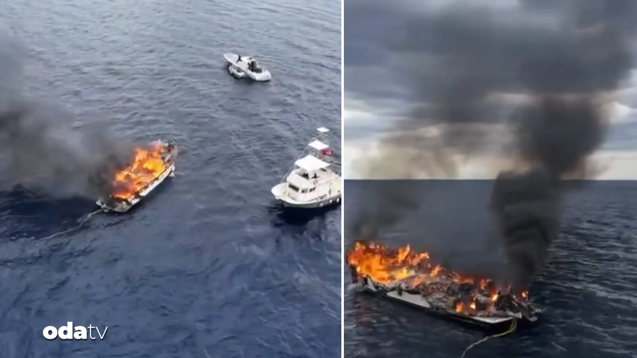 Kaş’ta korku dolu anlar: Yelken yat alevlere teslim